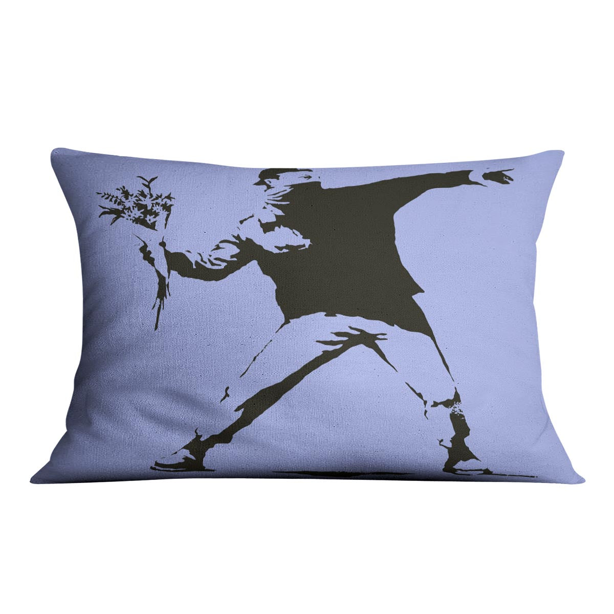 Banksy Flower Thrower Blue Cushion - Canvas Art Rocks - 4