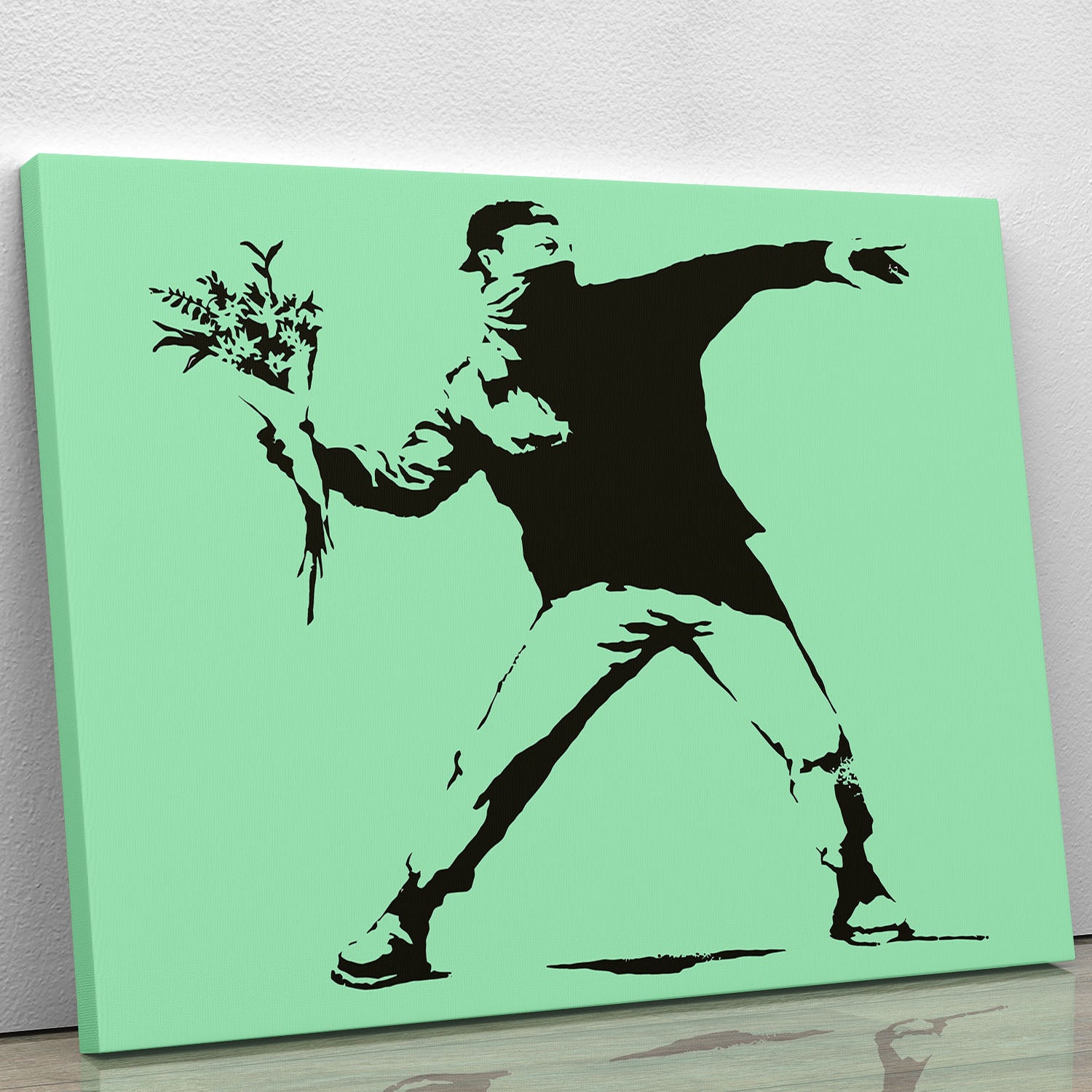Banksy Flower Thrower Green Canvas Print or Poster - Canvas Art Rocks - 1