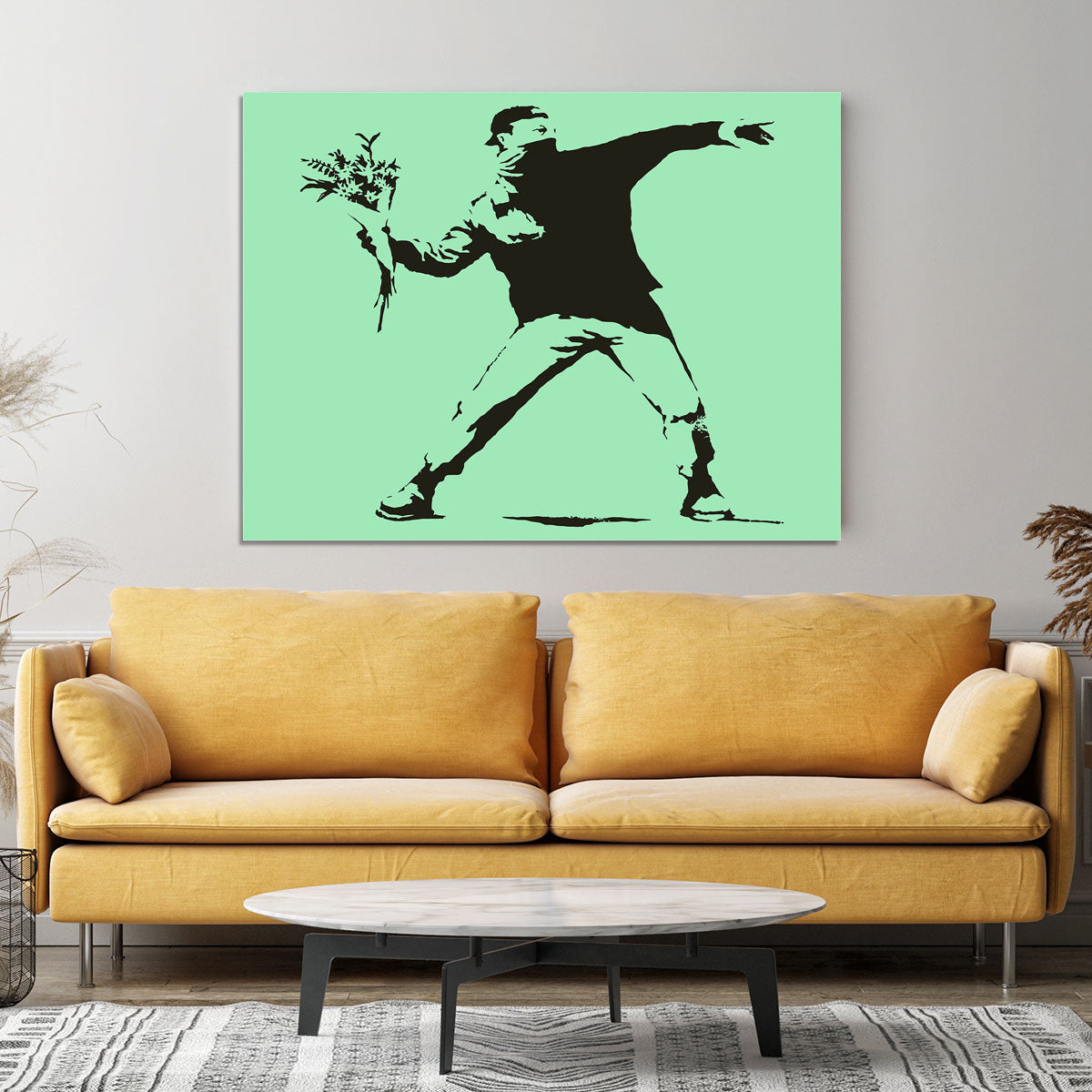 Banksy Flower Thrower Green Canvas Print or Poster - Canvas Art Rocks - 4