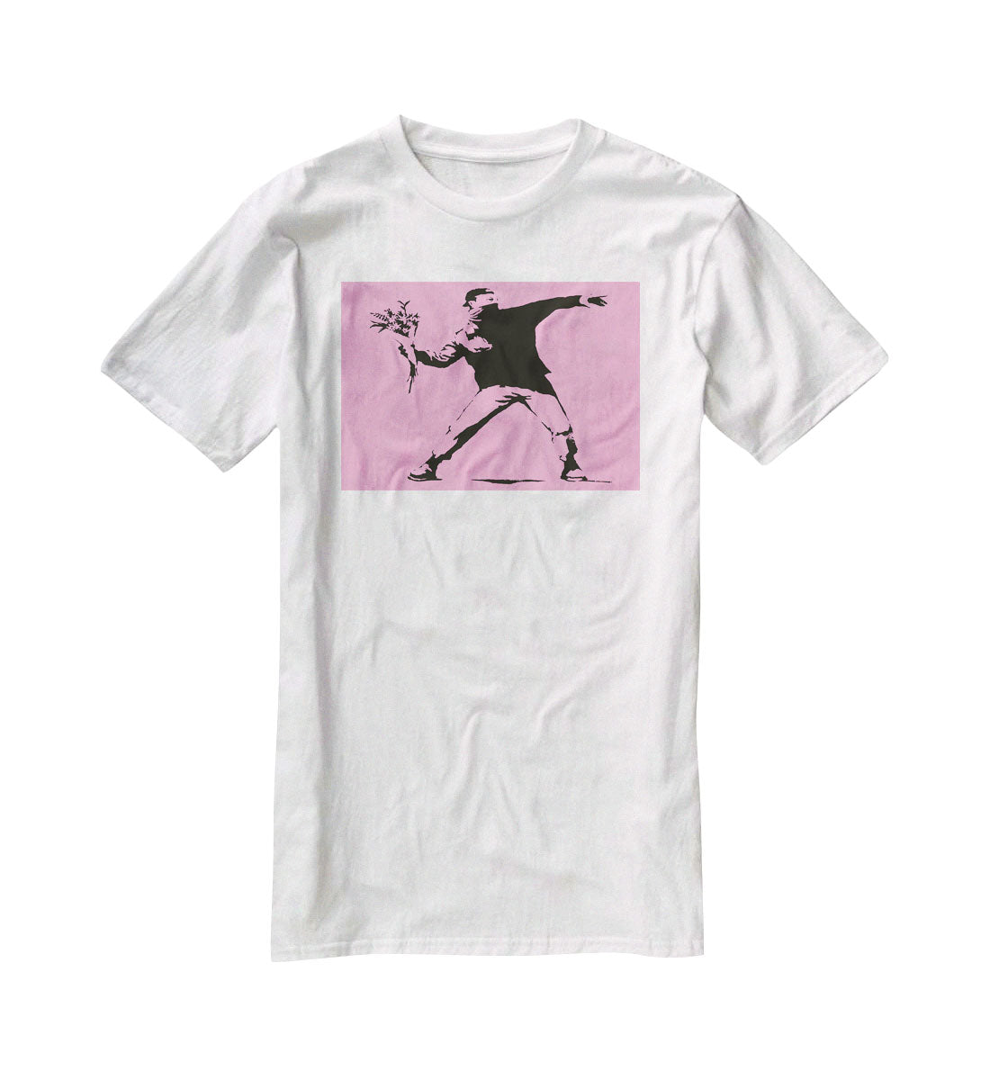 Banksy Flower Thrower Pink T-Shirt - Canvas Art Rocks - 5