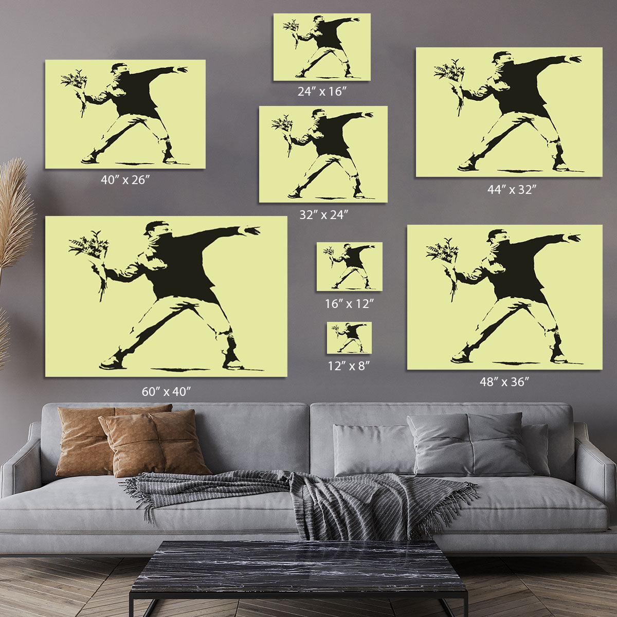 Banksy Flower Thrower Yellow Canvas Print or Poster - Canvas Art Rocks - 7