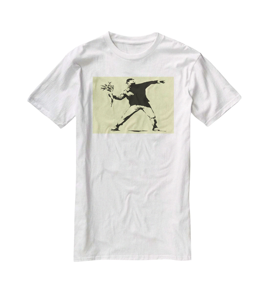 Banksy Flower Thrower Yellow T-Shirt - Canvas Art Rocks - 5