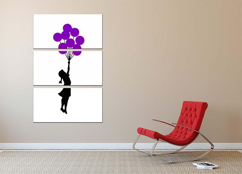 Banksy Flying Balloon Girl 3 Split Panel Canvas Print - Canvas Art Rocks - 2