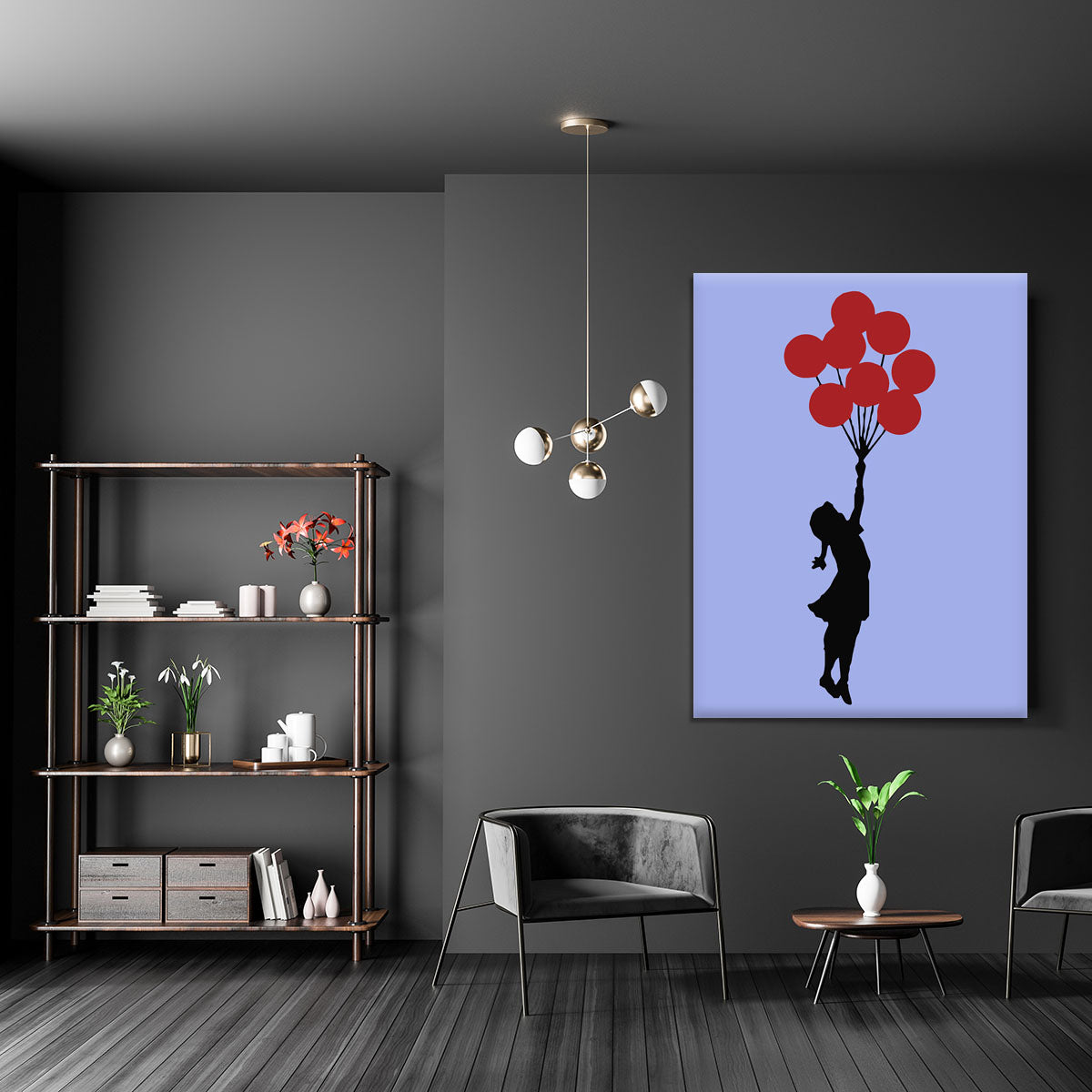 Banksy Flying Balloon Girl Blue Canvas Print or Poster - Canvas Art Rocks - 5