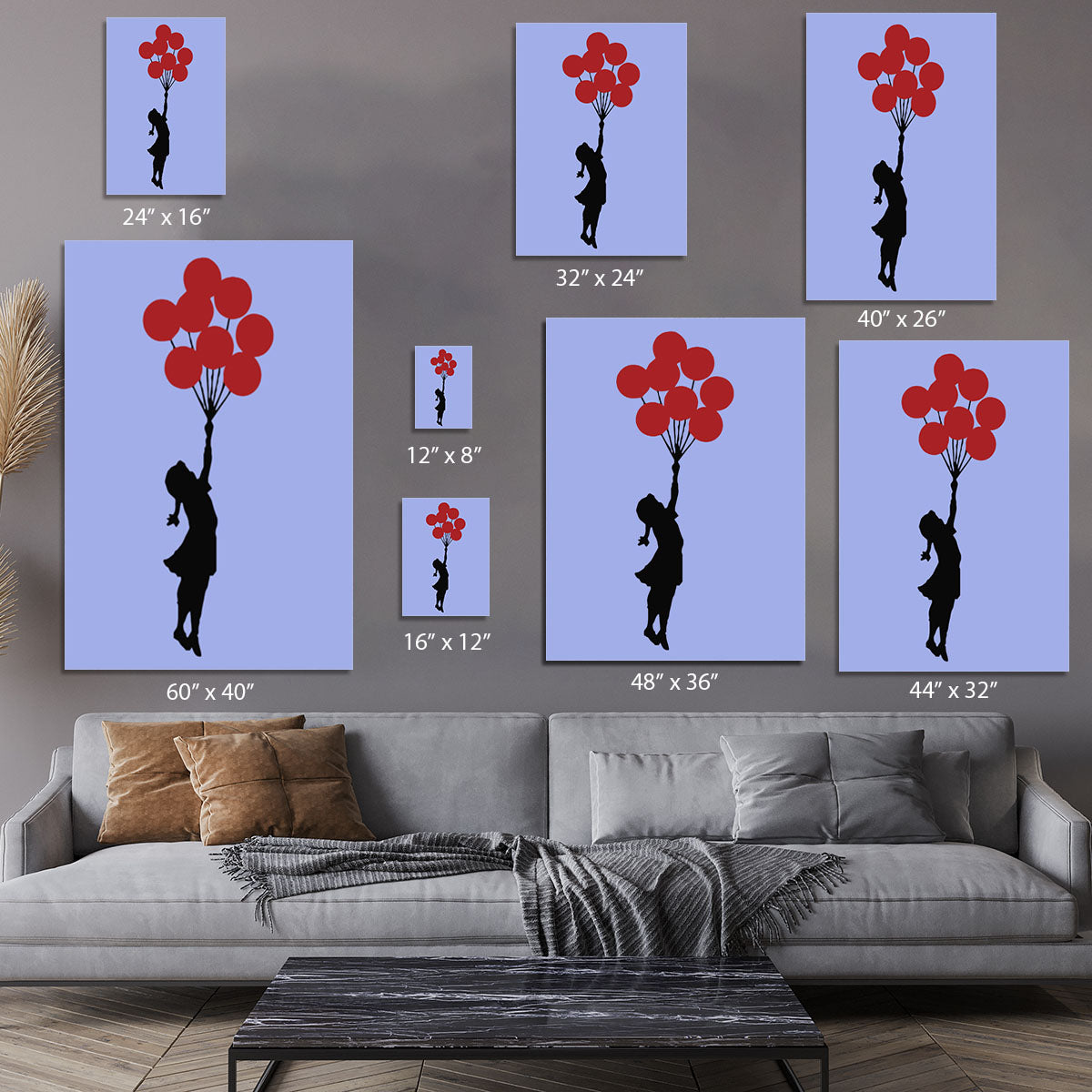 Banksy Flying Balloon Girl Blue Canvas Print or Poster - Canvas Art Rocks - 7