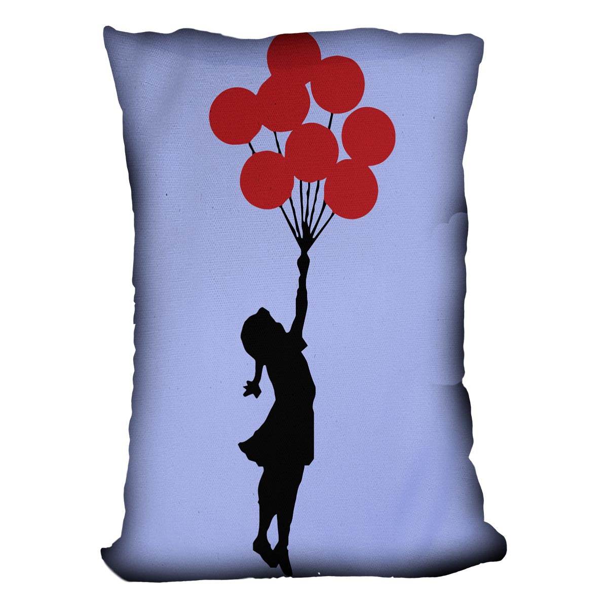 Banksy Flying Balloon Girl Blue Cushion - Canvas Art Rocks - 4