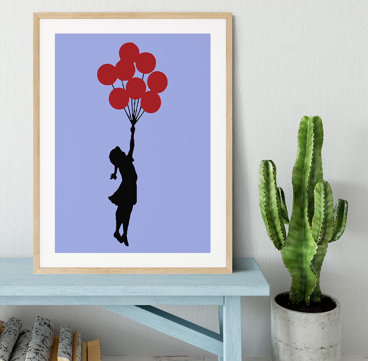 Banksy Flying Balloon Girl Blue Framed Print - Canvas Art Rocks - 3
