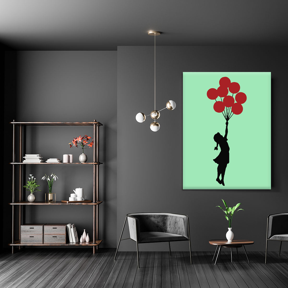 Banksy Flying Balloon Girl Green Canvas Print or Poster - Canvas Art Rocks - 5