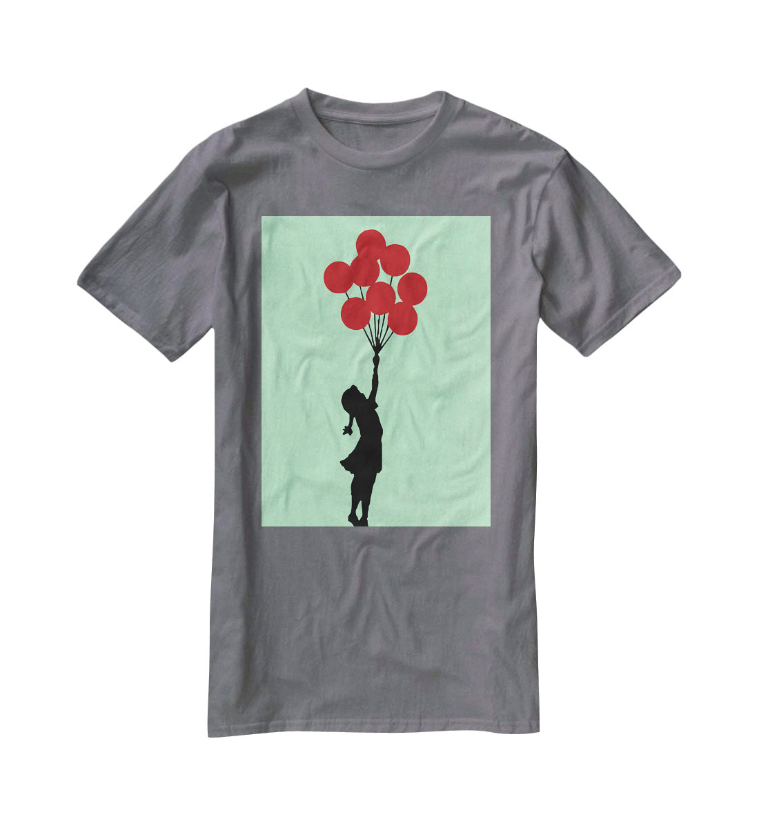 Banksy Flying Balloon Girl Green T-Shirt - Canvas Art Rocks - 3