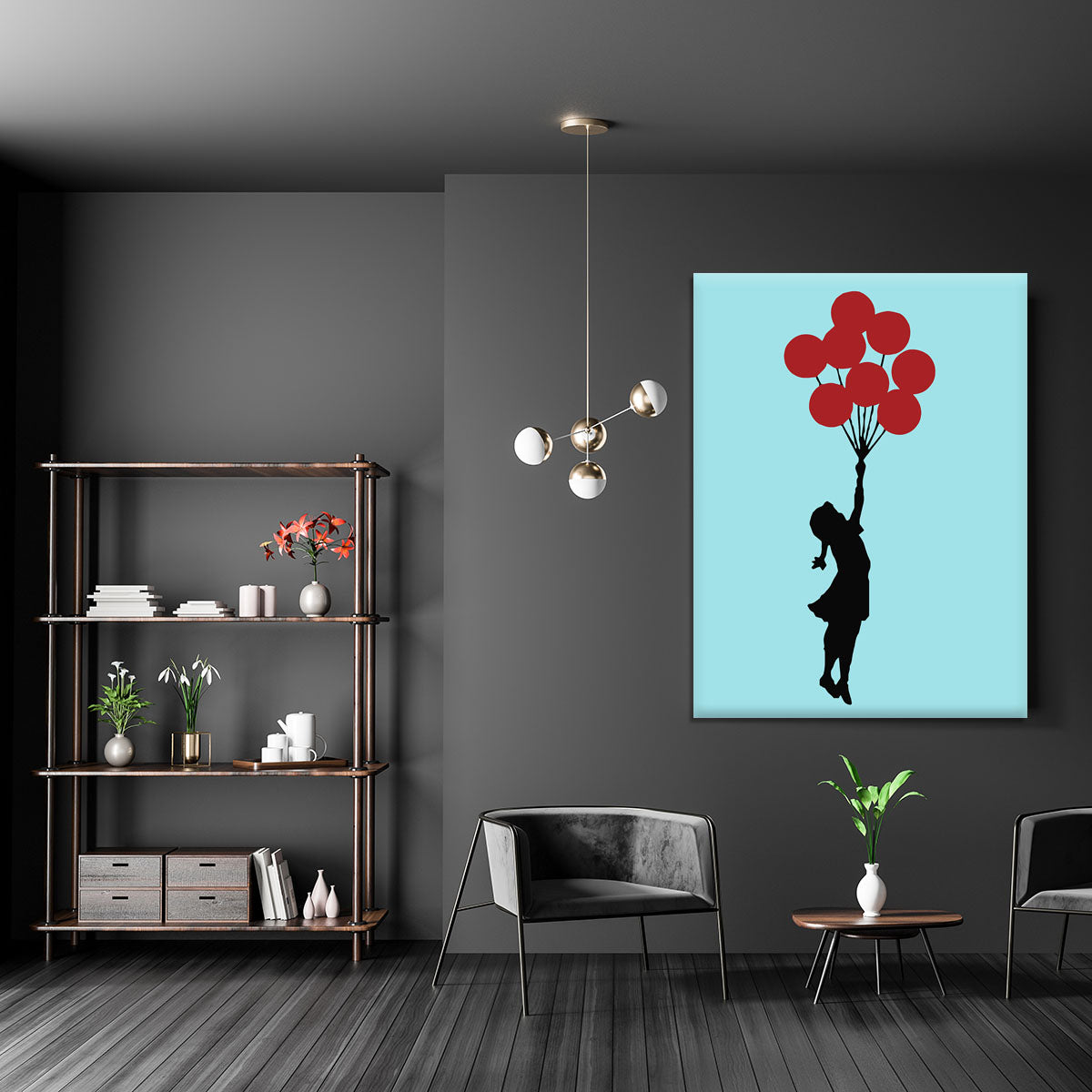 Banksy Flying Balloon Girl Light Blue Canvas Print or Poster - Canvas Art Rocks - 5