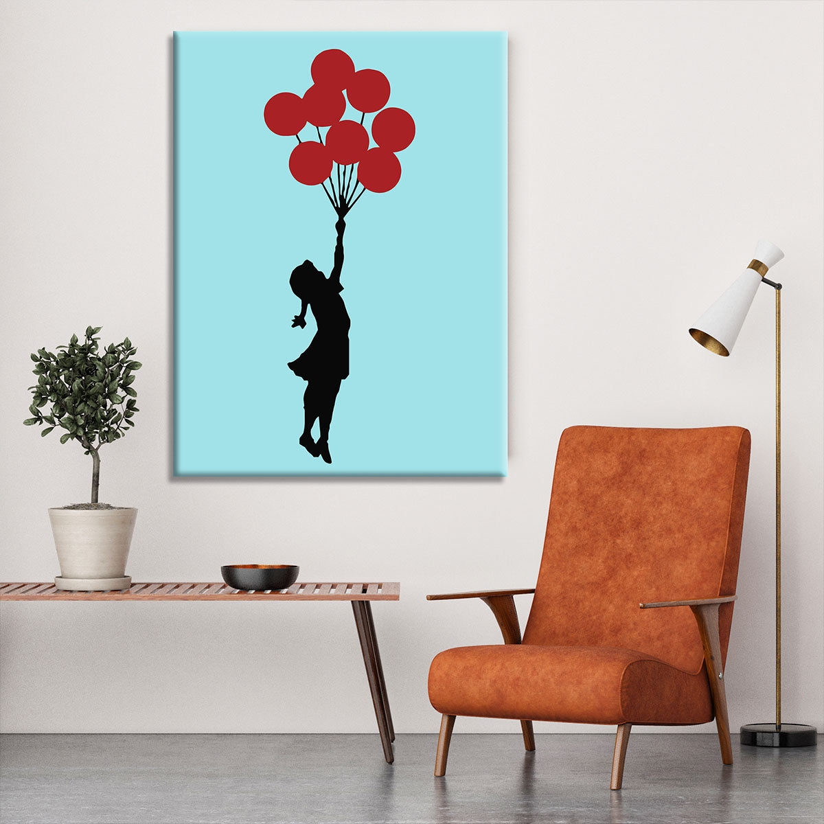 Banksy Flying Balloon Girl Light Blue Canvas Print or Poster - Canvas Art Rocks - 6