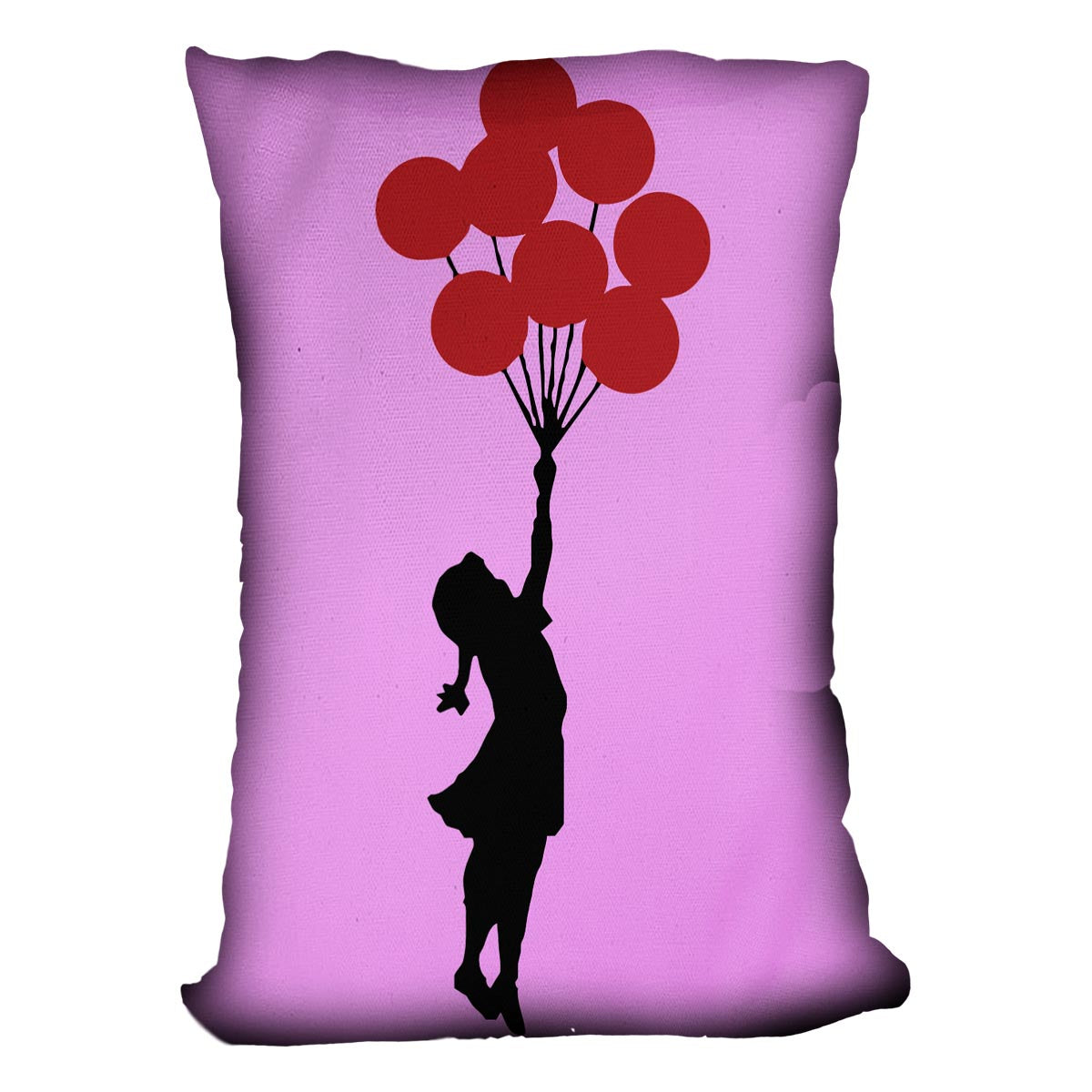 Banksy Flying Balloon Girl Purple Cushion - Canvas Art Rocks - 4