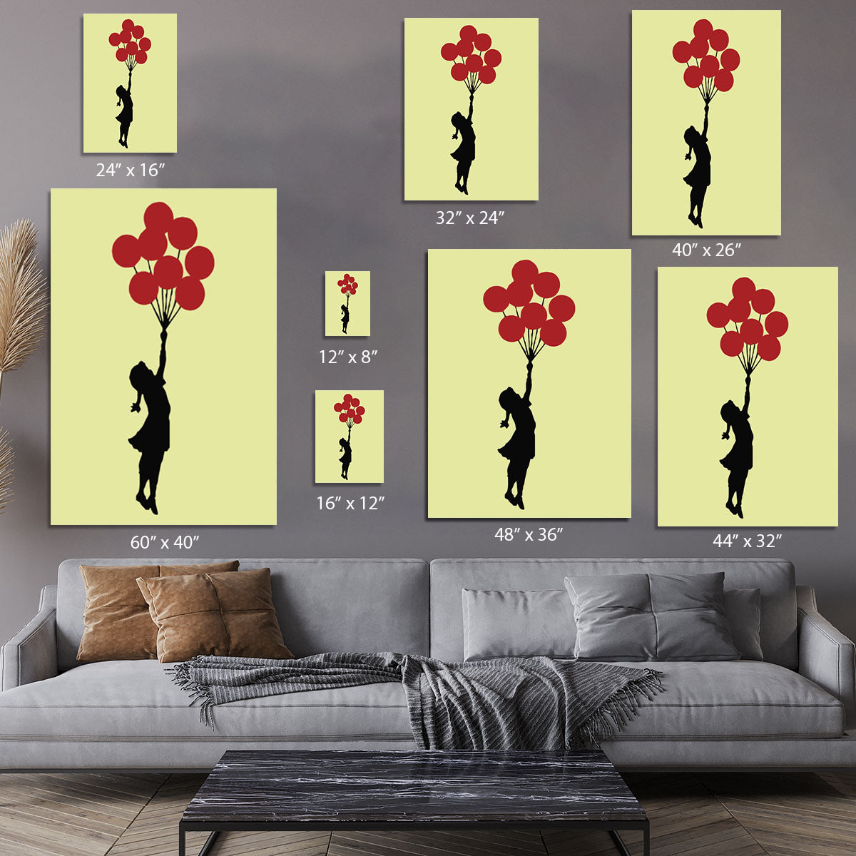 Banksy Flying Balloon Girl Yellow Canvas Print or Poster - Canvas Art Rocks - 7