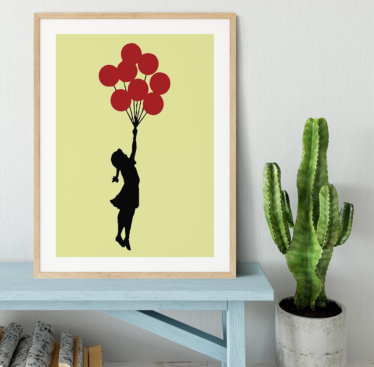 Banksy Flying Balloon Girl Yellow Framed Print - Canvas Art Rocks - 3