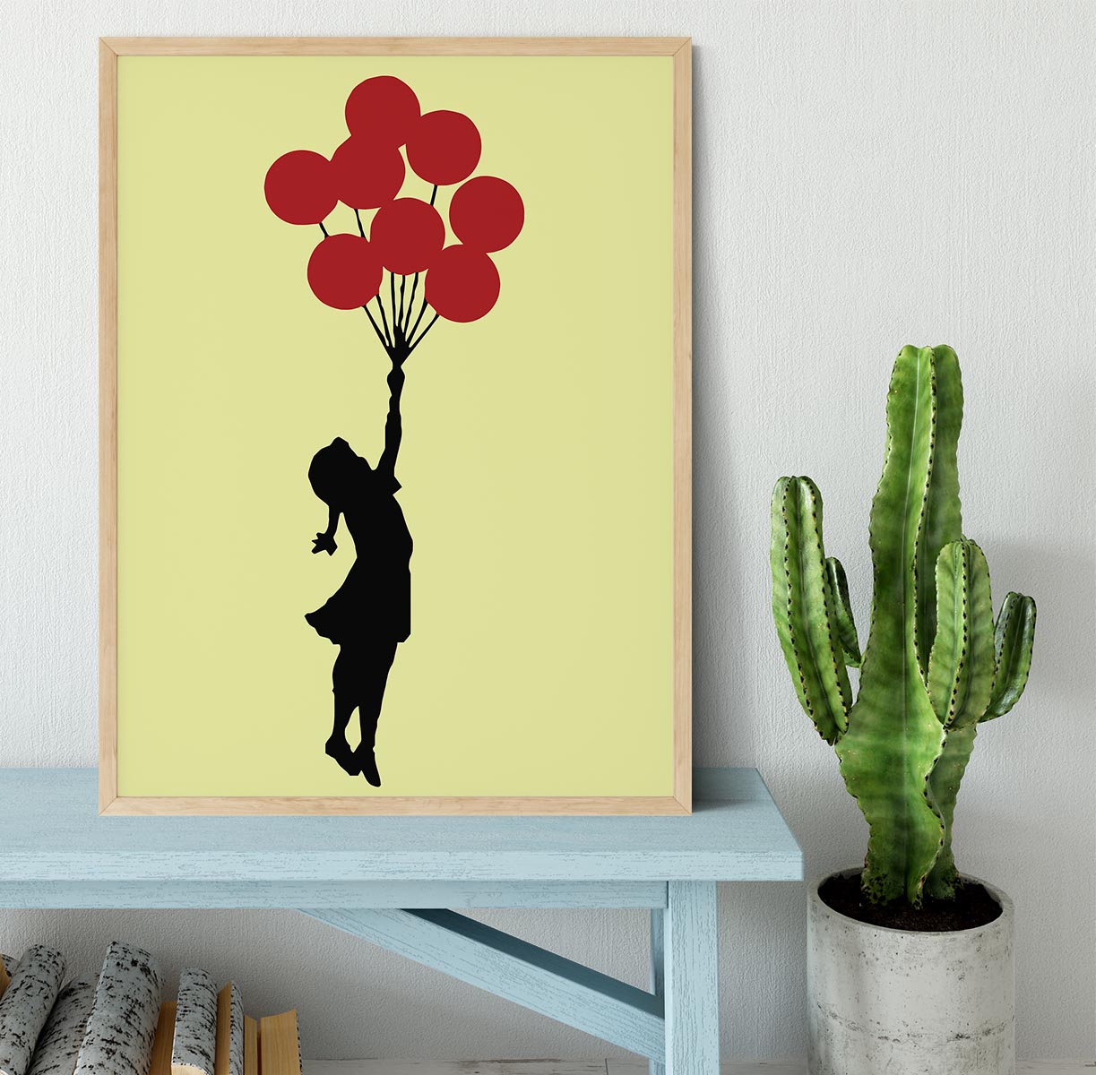 Banksy Flying Balloon Girl Yellow Framed Print - Canvas Art Rocks - 4