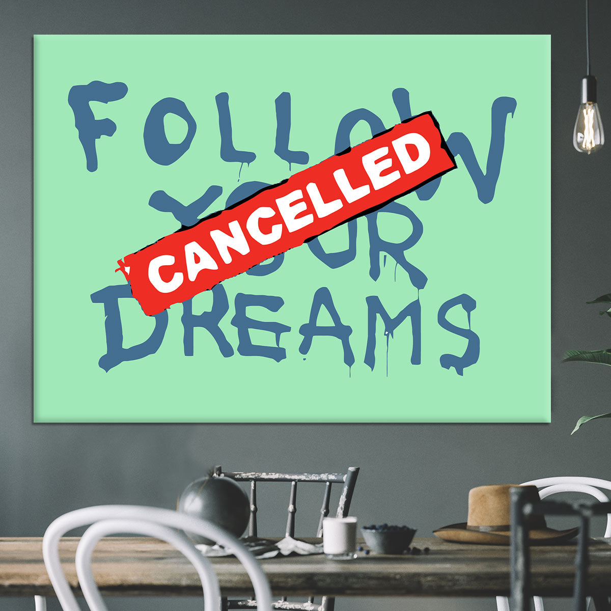 Banksy Follow Your Dreams Green Canvas Print or Poster - Canvas Art Rocks - 3