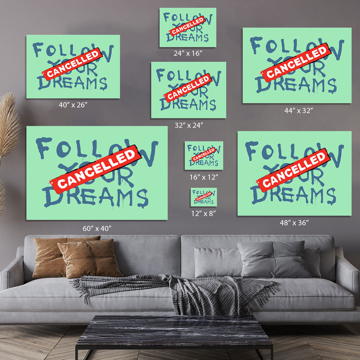Banksy Follow Your Dreams Green Canvas Print or Poster - Canvas Art Rocks - 7