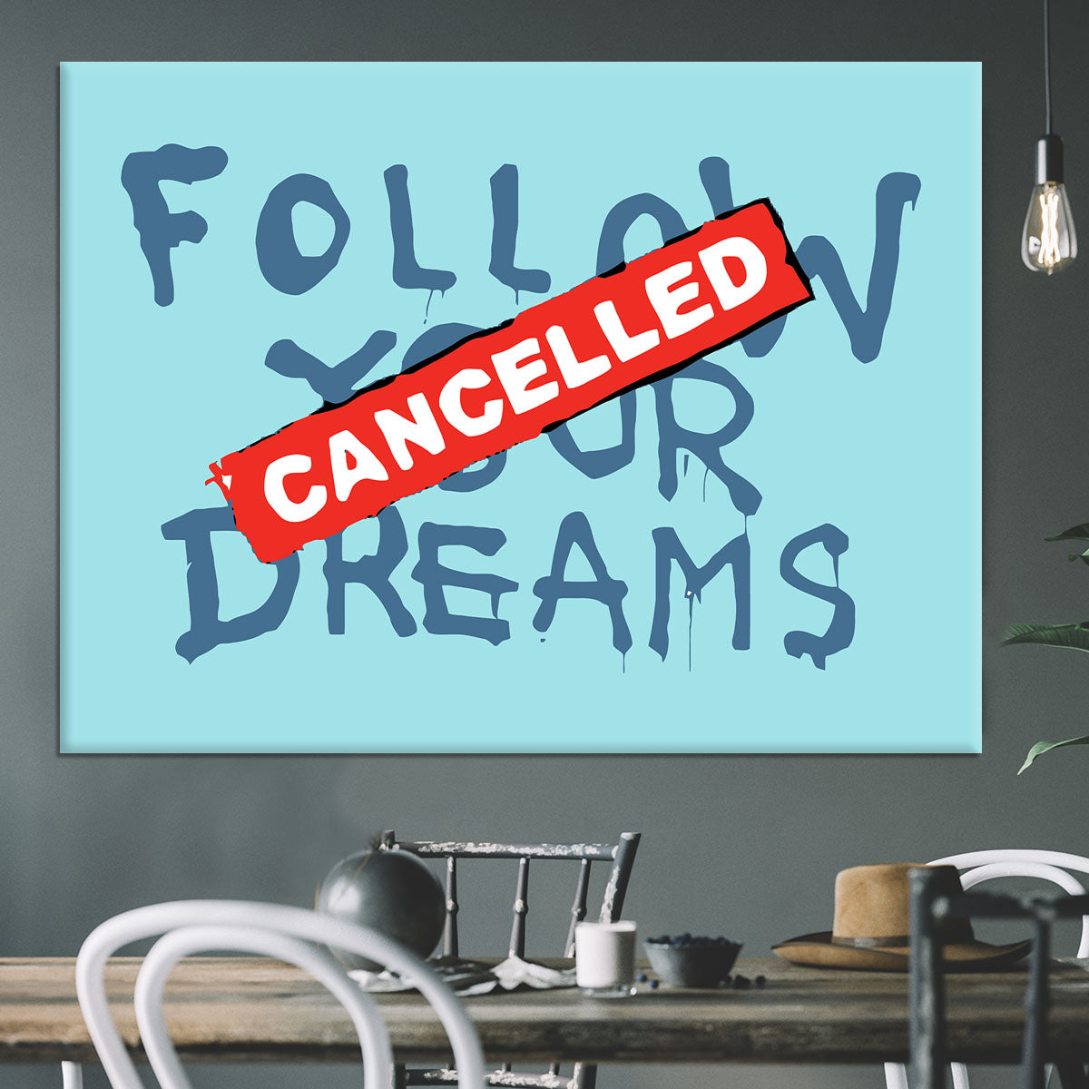Banksy Follow Your Dreams Light Blue Canvas Print or Poster - Canvas Art Rocks - 3