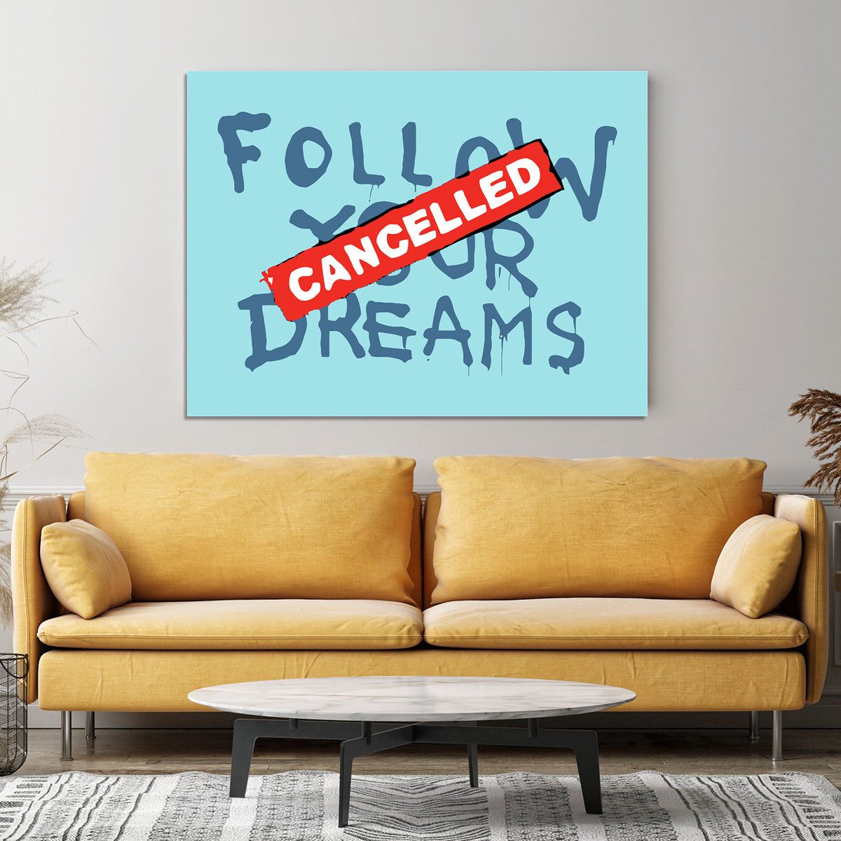 Banksy Follow Your Dreams Light Blue Canvas Print or Poster - Canvas Art Rocks - 4