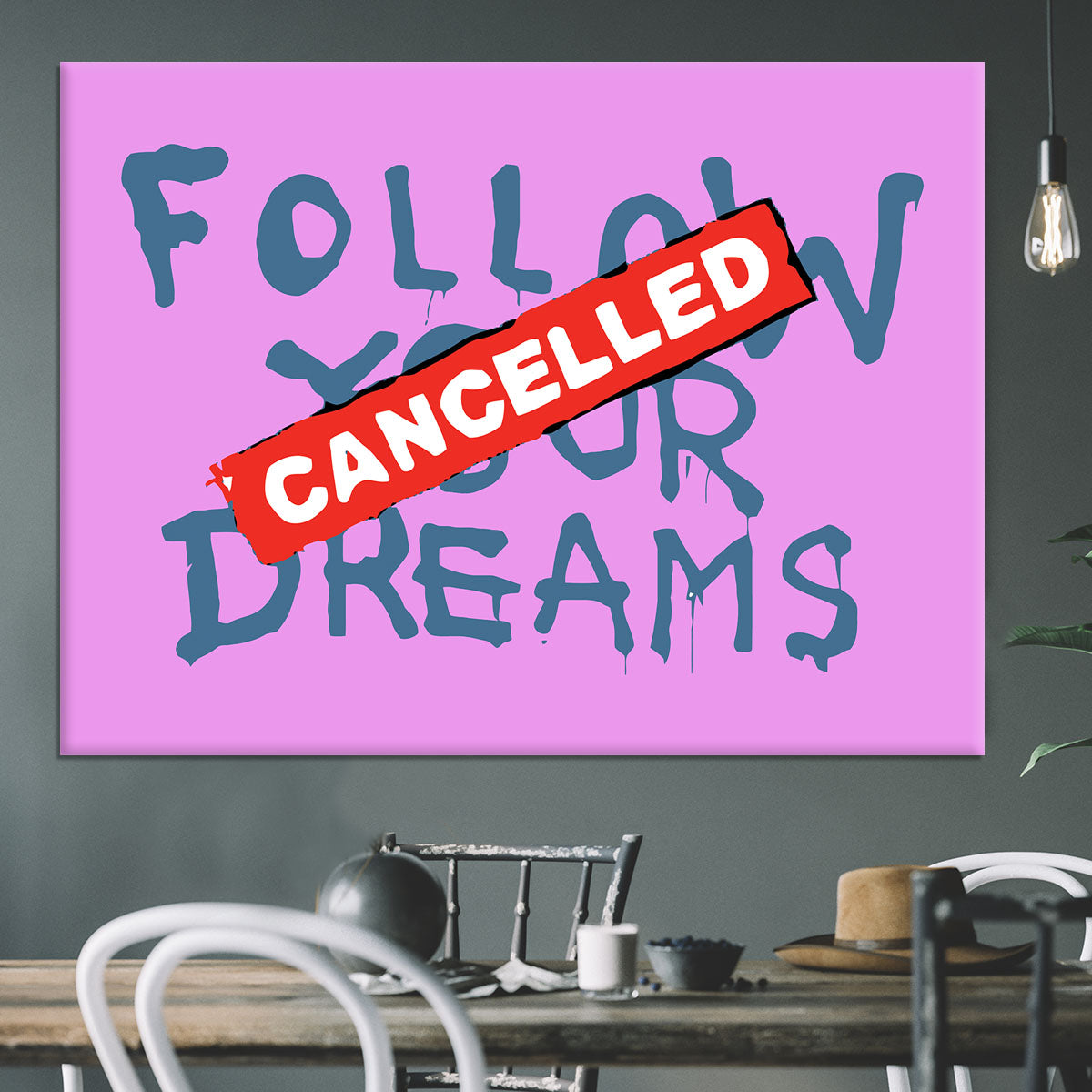 Banksy Follow Your Dreams Purple Canvas Print or Poster - Canvas Art Rocks - 3