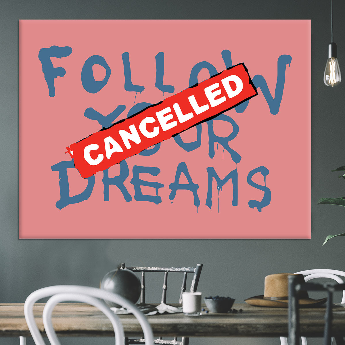 Banksy Follow Your Dreams Red Canvas Print or Poster - Canvas Art Rocks - 3