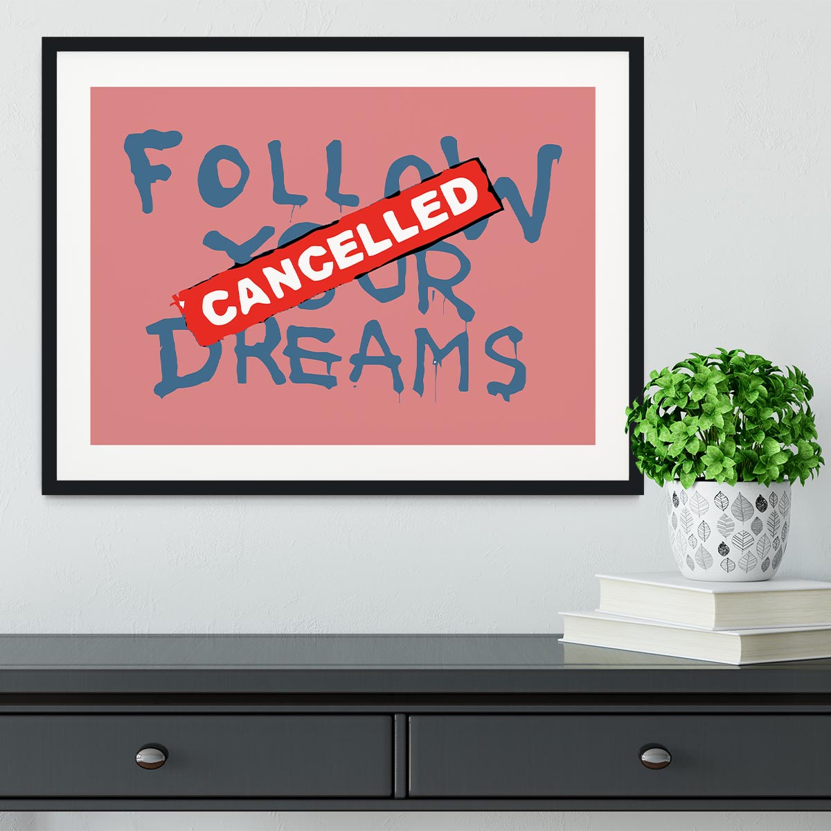 Banksy Follow Your Dreams Red Framed Print - Canvas Art Rocks - 1