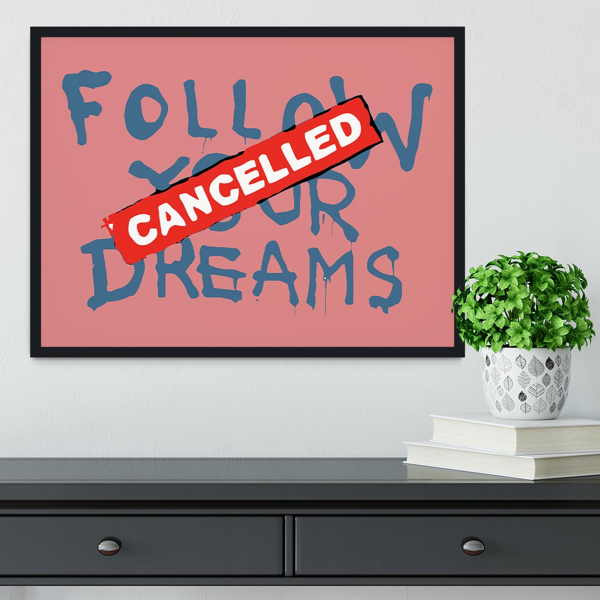 Banksy Follow Your Dreams Red Framed Print - Canvas Art Rocks - 2