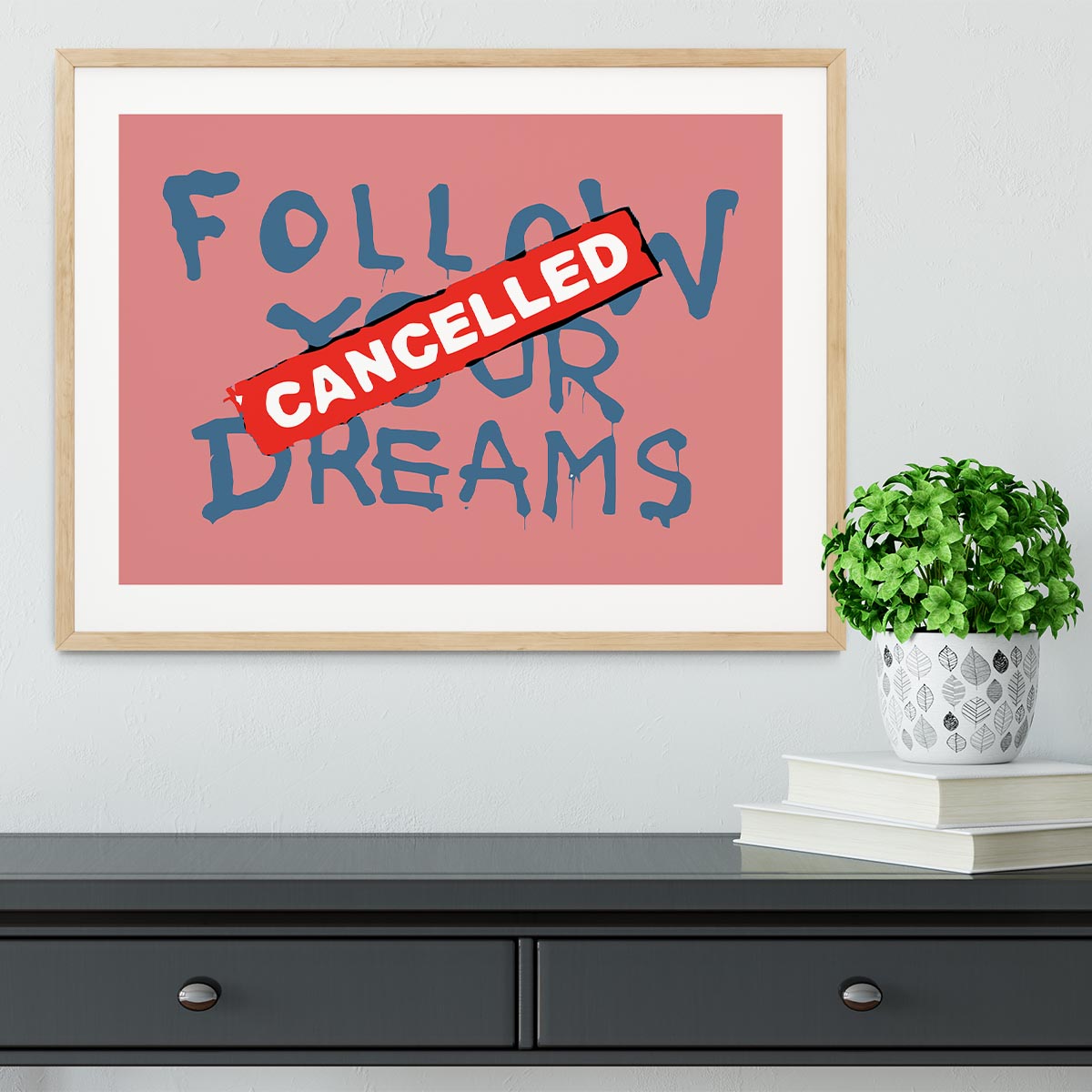 Banksy Follow Your Dreams Red Framed Print - Canvas Art Rocks - 3