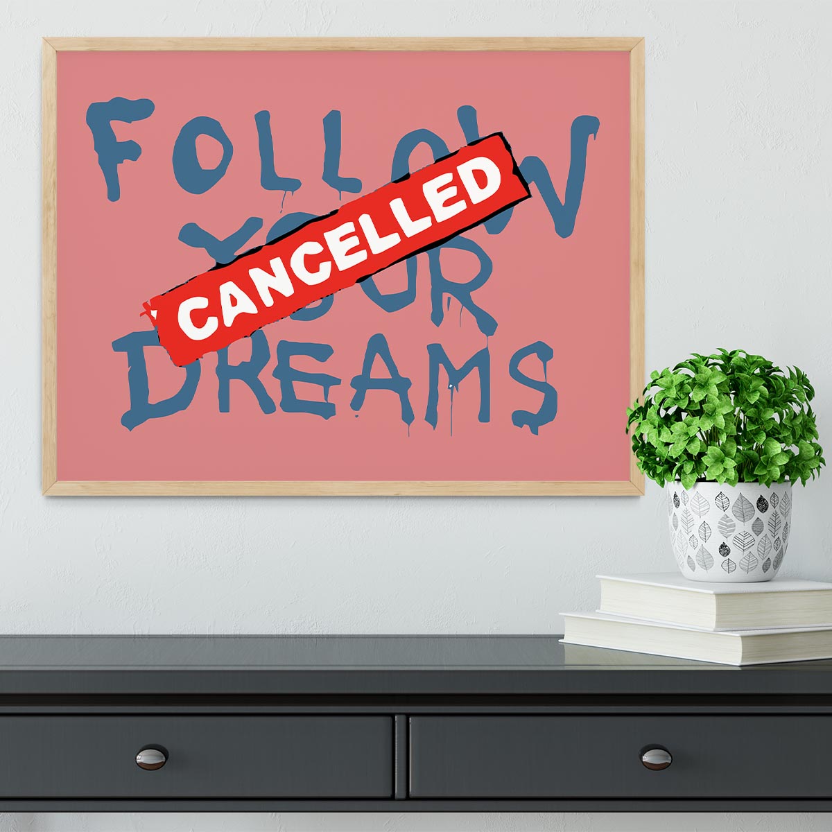 Banksy Follow Your Dreams Red Framed Print - Canvas Art Rocks - 4