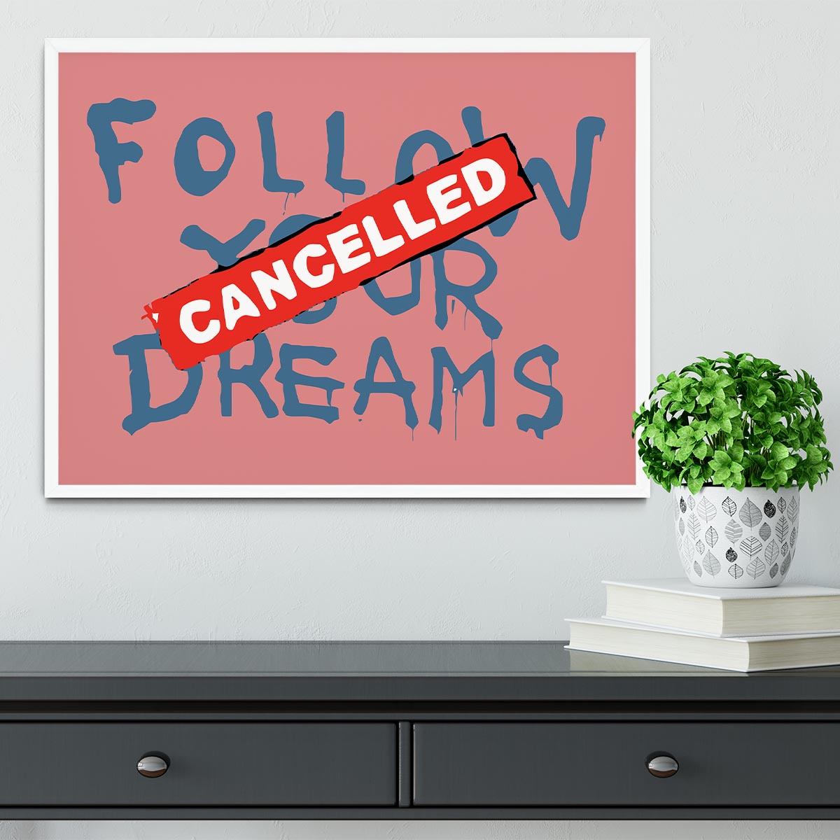 Banksy Follow Your Dreams Red Framed Print - Canvas Art Rocks -6