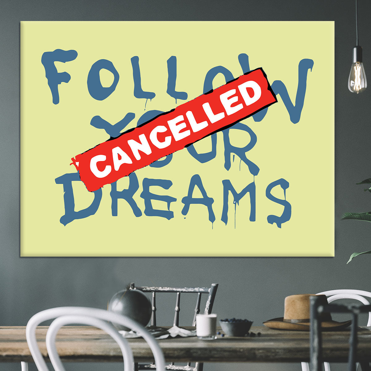 Banksy Follow Your Dreams Yellow Canvas Print or Poster - Canvas Art Rocks - 3