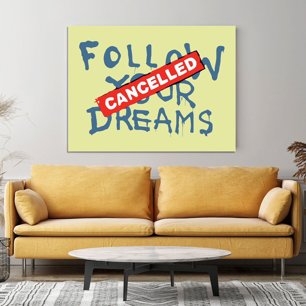 Banksy Follow Your Dreams Yellow Canvas Print or Poster - Canvas Art Rocks - 4