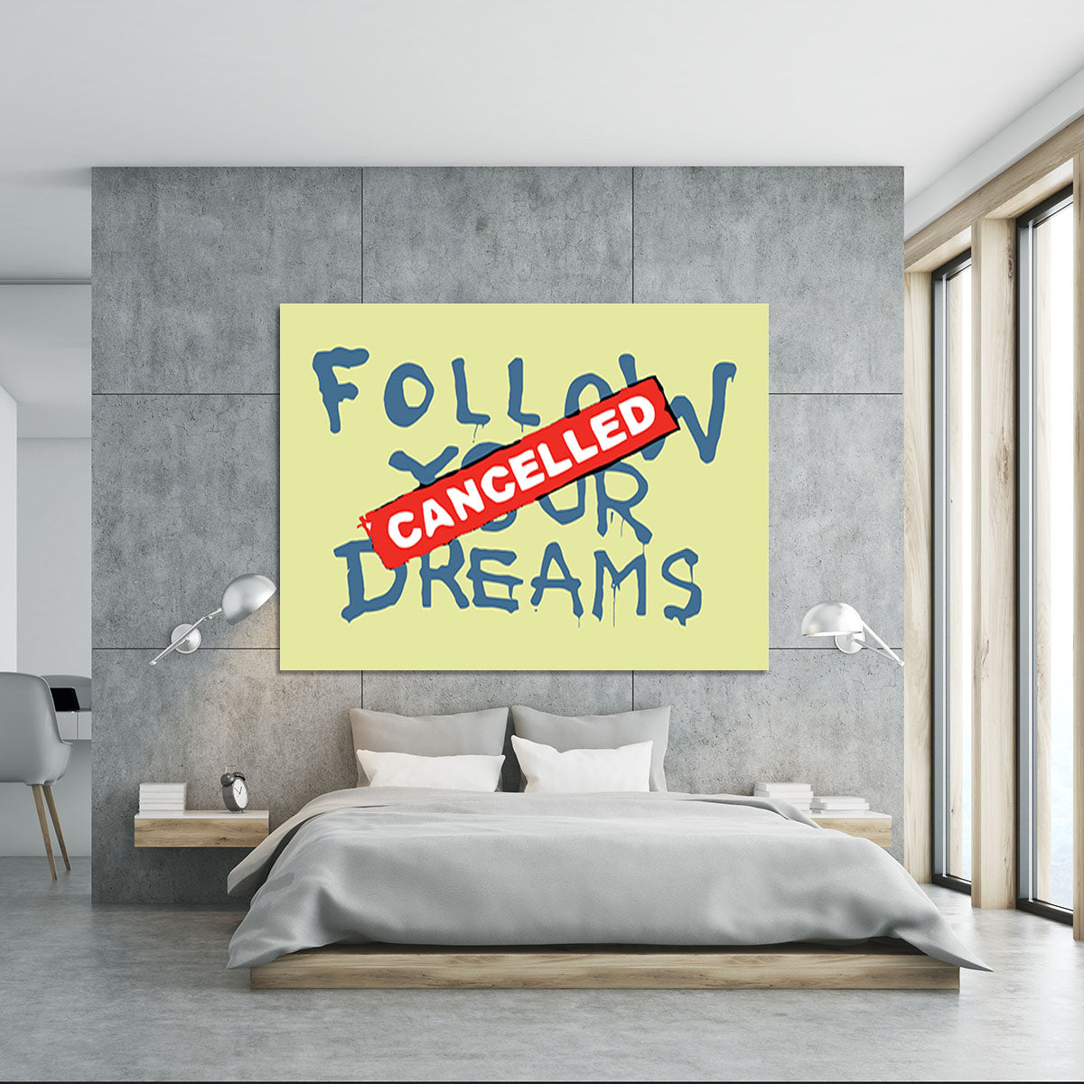 Banksy Follow Your Dreams Yellow Canvas Print or Poster - Canvas Art Rocks - 5