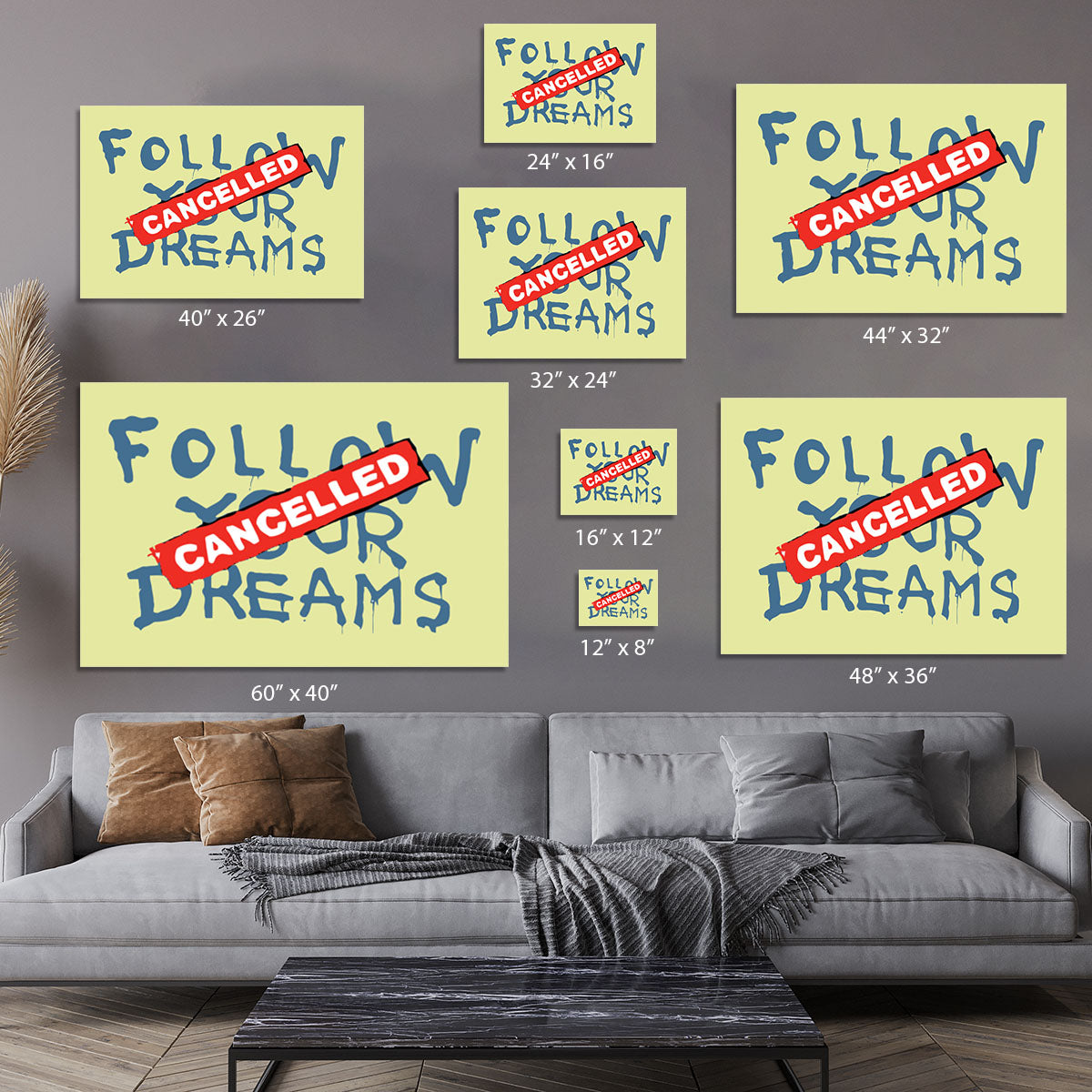 Banksy Follow Your Dreams Yellow Canvas Print or Poster - Canvas Art Rocks - 7