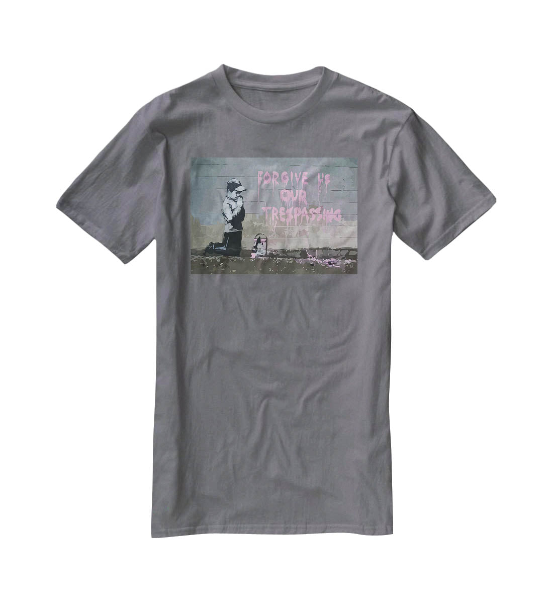 Banksy Forgive Us T-Shirt - Canvas Art Rocks - 3