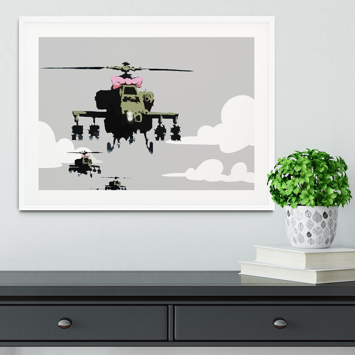 Banksy Friendly Helicopters Framed Print - Canvas Art Rocks - 5