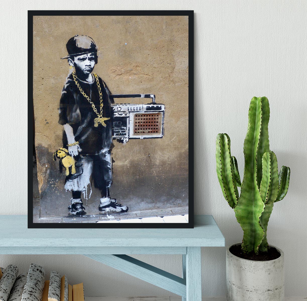 Banksy Gangster Boy with Ghetto Blaster Framed Print