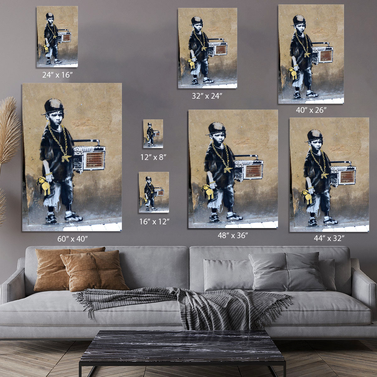 Banksy Gangster Boy with Ghetto Blaster Canvas Print or Poster - Canvas Art Rocks - 7
