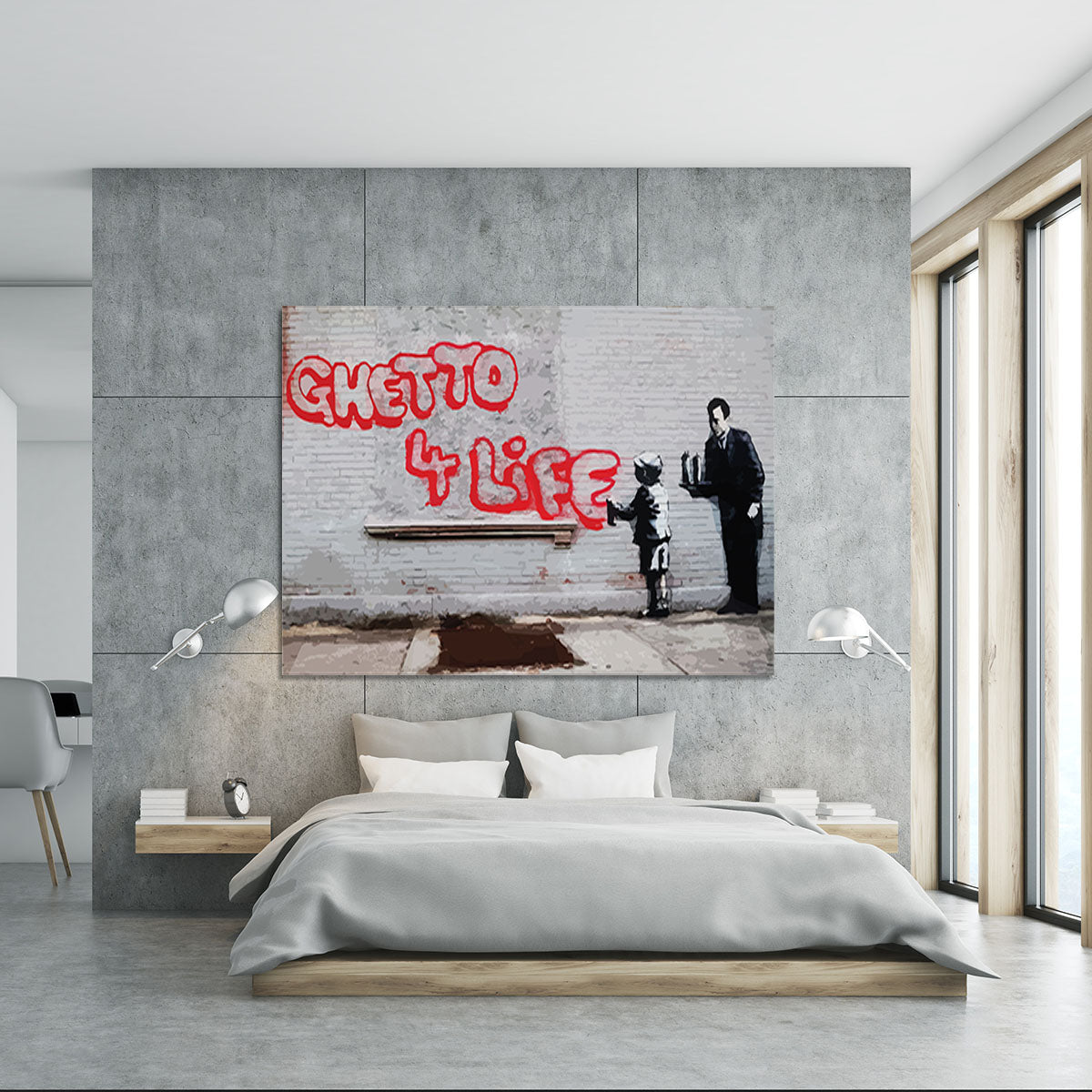 Banksy Ghetto For Life Canvas Print or Poster - Canvas Art Rocks - 5