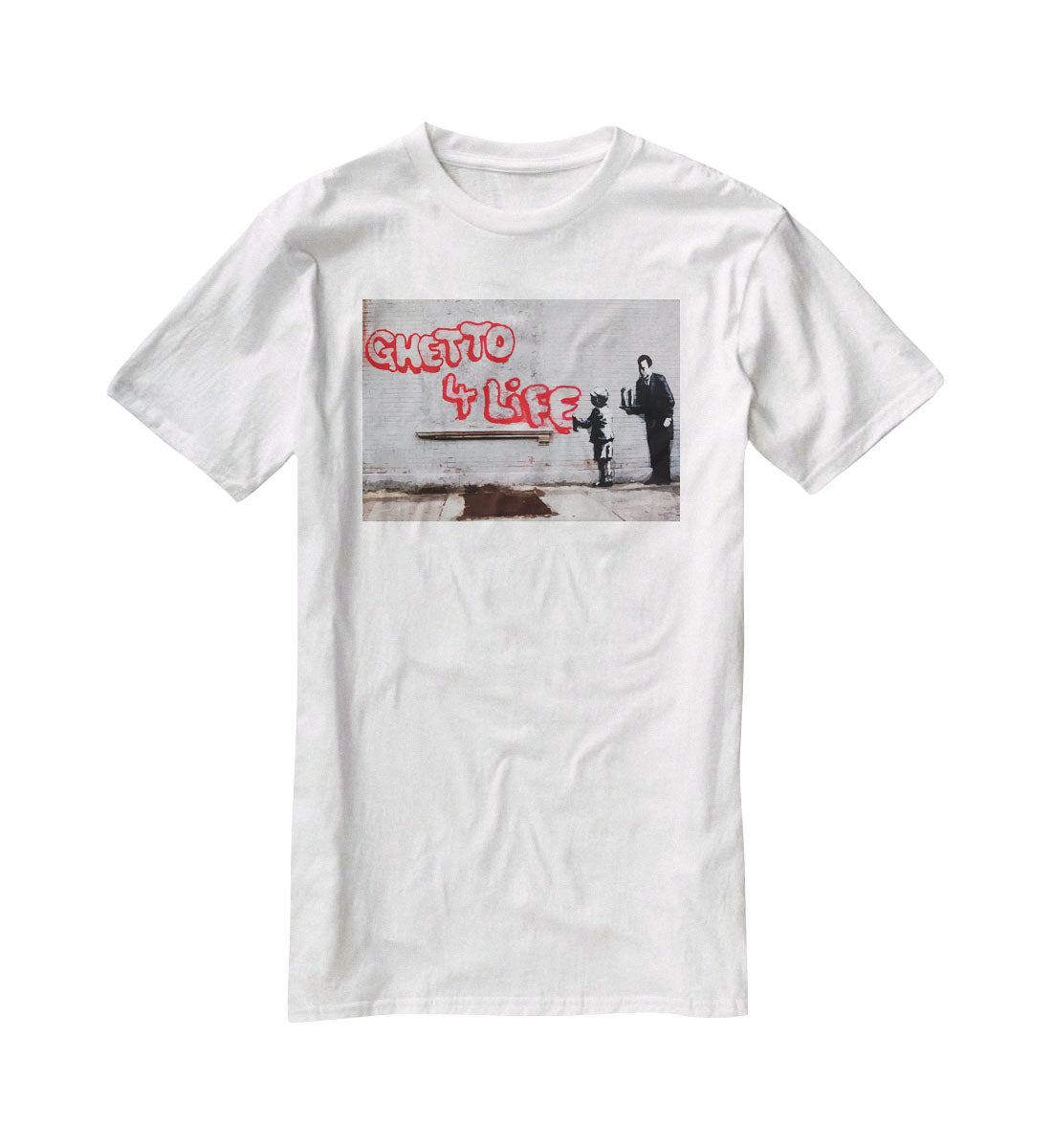 Banksy Ghetto For Life T-Shirt - Canvas Art Rocks - 5