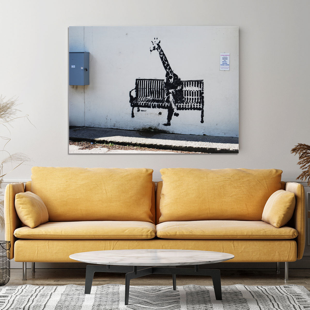 Banksy Giraffe on a Bench Canvas Print or Poster - Canvas Art Rocks - 4