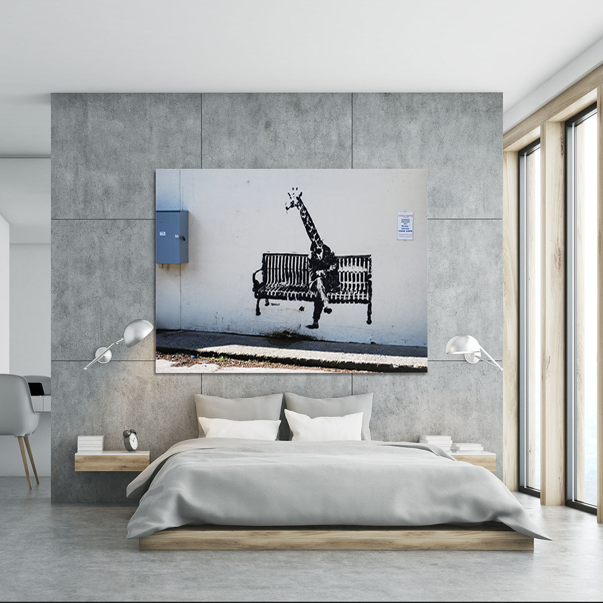 Banksy Giraffe on a Bench Canvas Print or Poster - Canvas Art Rocks - 5