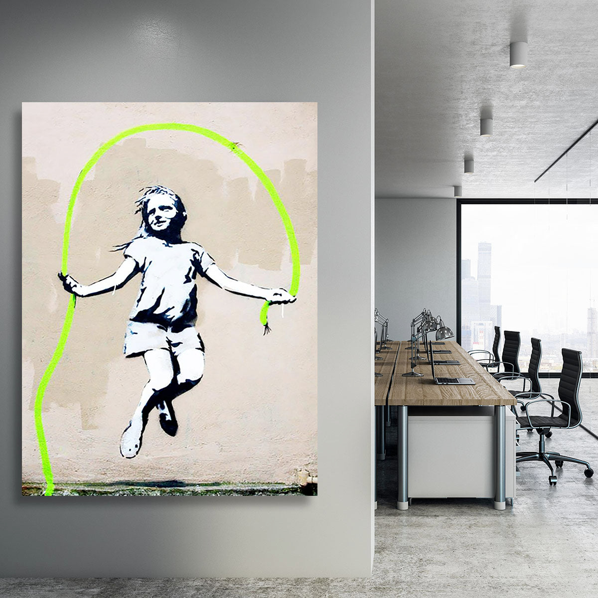 Banksy Girl With Skipping Rope Canvas Print or Poster - Canvas Art Rocks - 3