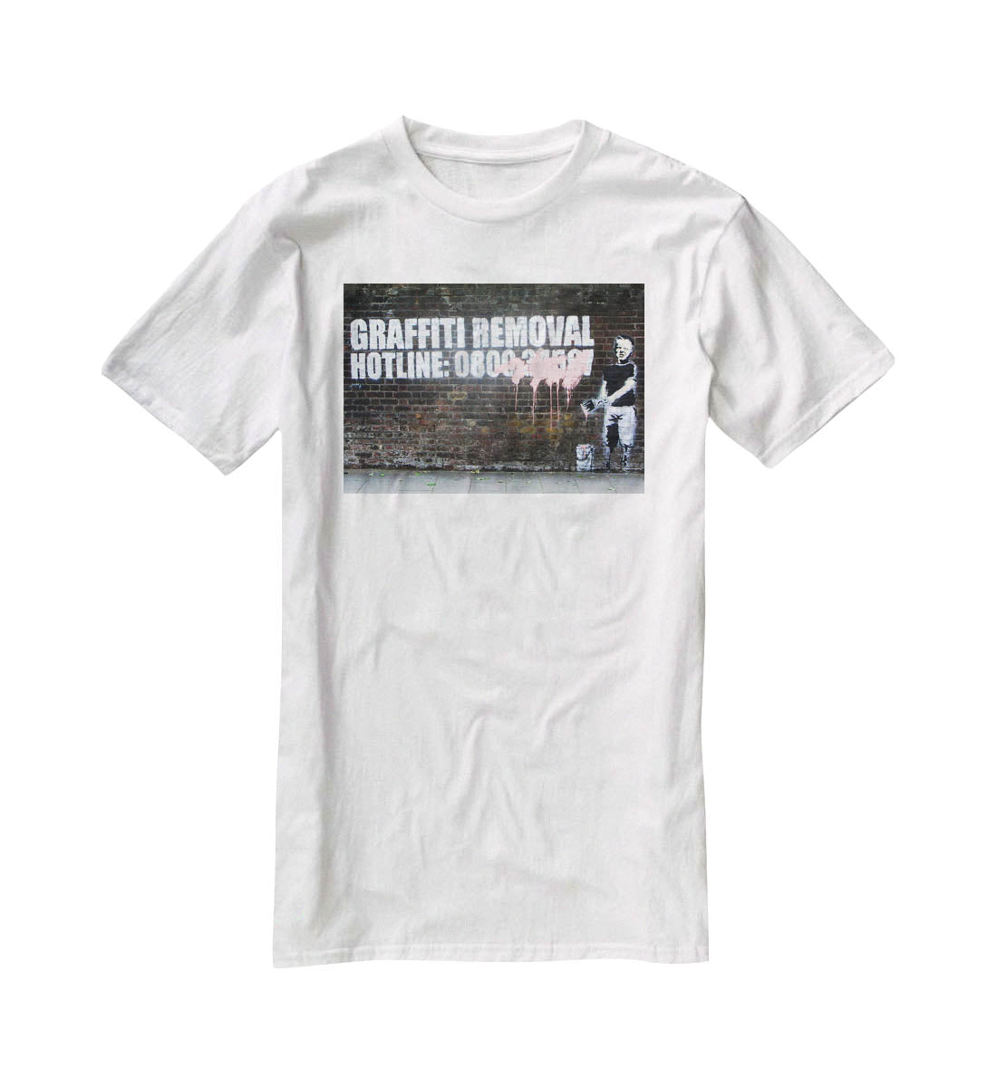 Banksy Graffiti Removal Hotline T-Shirt - Canvas Art Rocks - 5