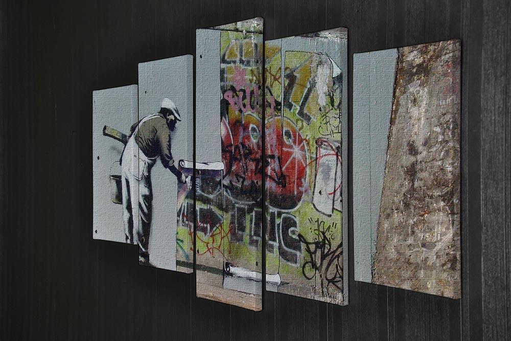 Banksy Graffiti Wallpaper 5 Split Panel Canvas - Canvas Art Rocks - 2