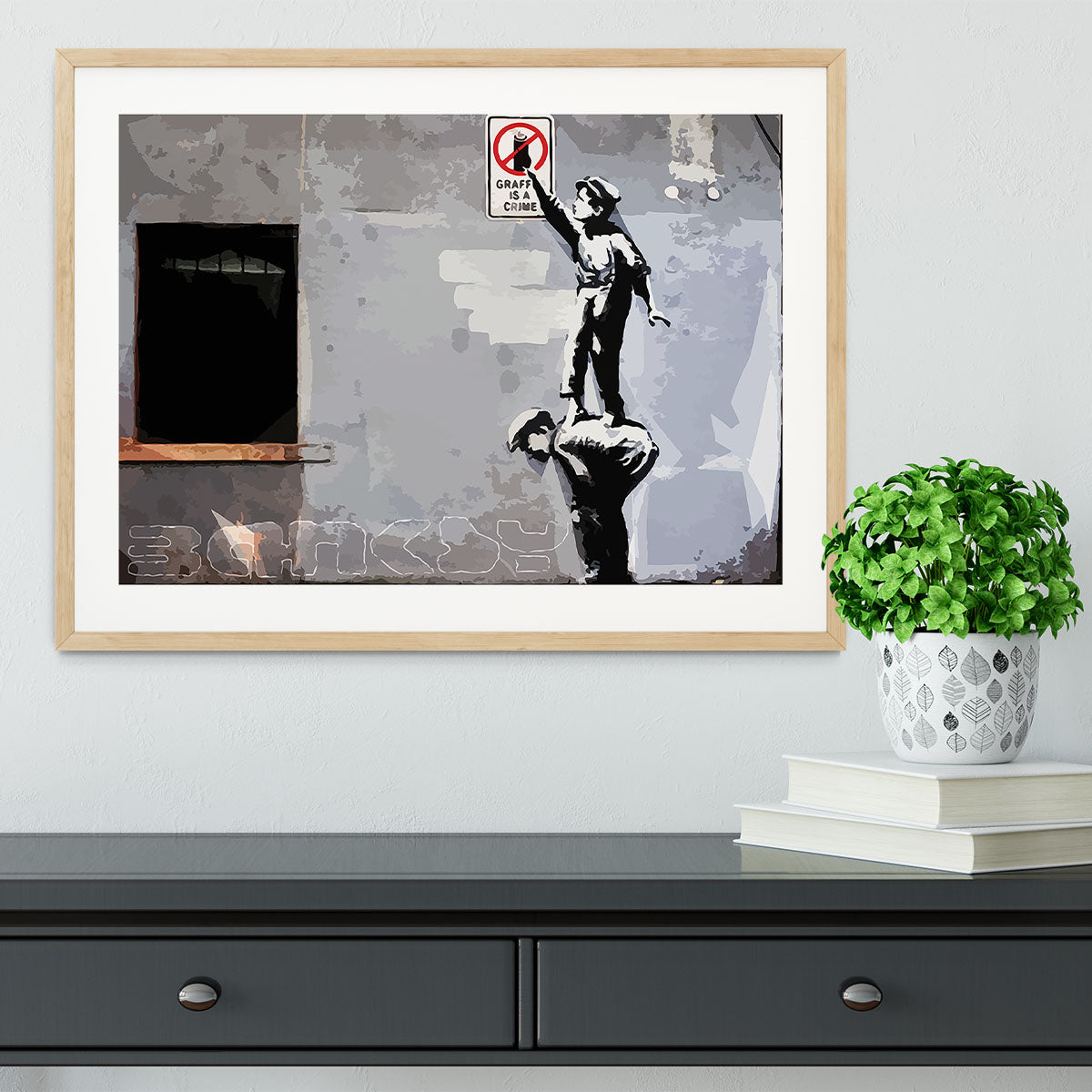 Banksy Graffiti is a Crime New York Framed Print - Canvas Art Rocks - 3