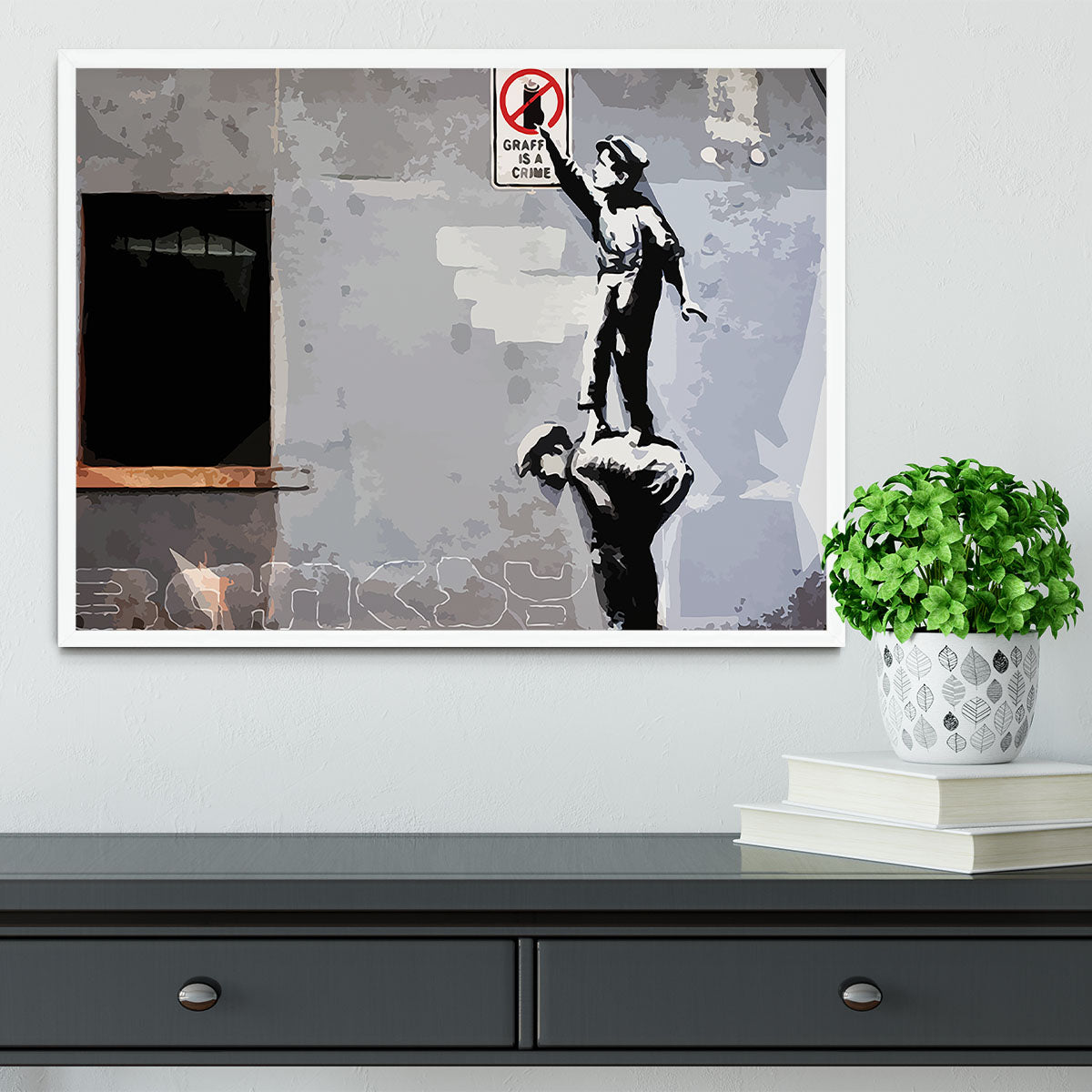 Banksy Graffiti is a Crime New York Framed Print - Canvas Art Rocks -6
