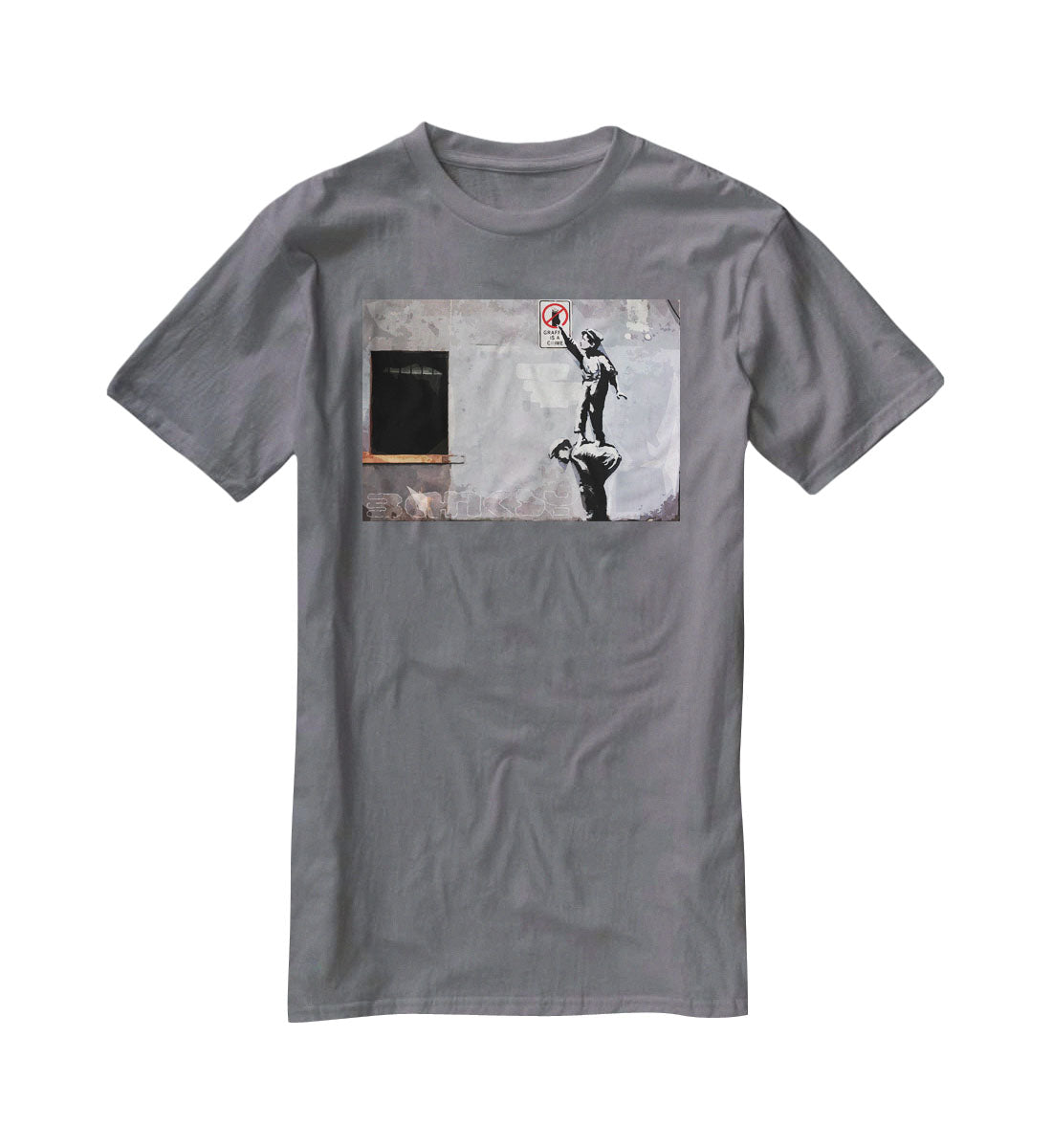 Banksy Graffiti is a Crime New York T-Shirt - Canvas Art Rocks - 3