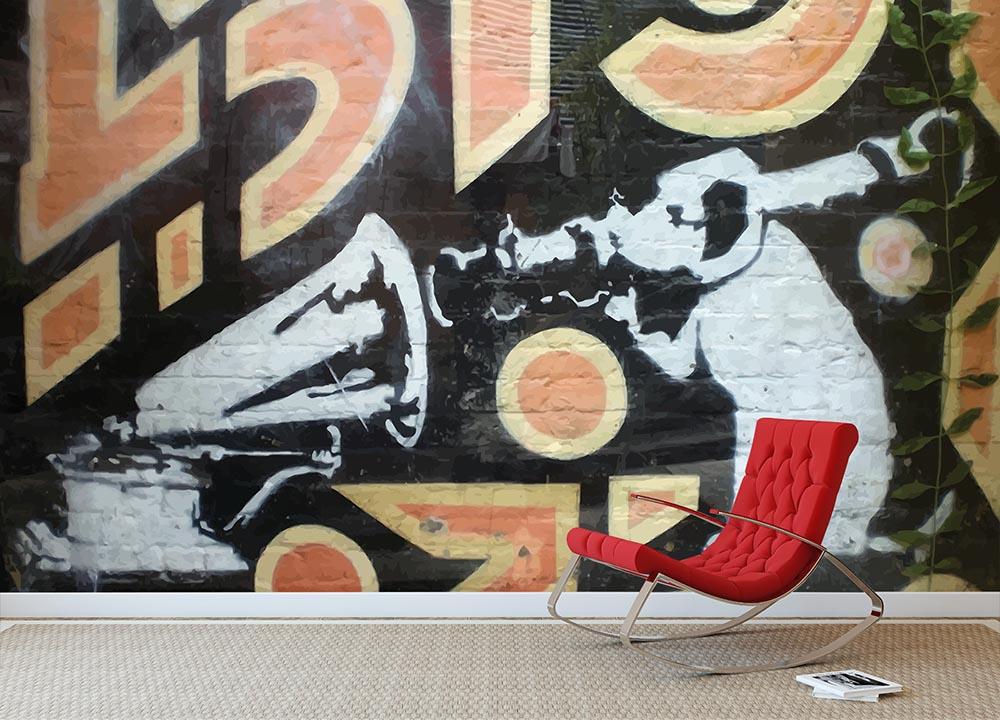 Banksy HMV Dog Wall Mural Wallpaper - Canvas Art Rocks - 2
