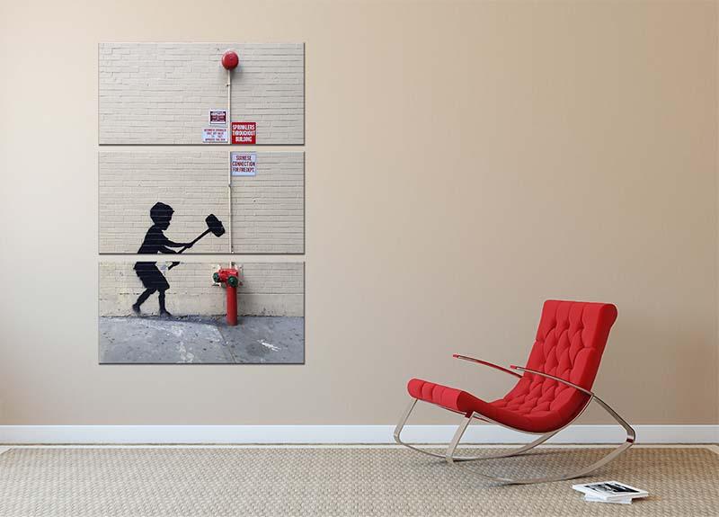 Banksy Hammer Boy 3 Split Panel Canvas Print - Canvas Art Rocks - 2